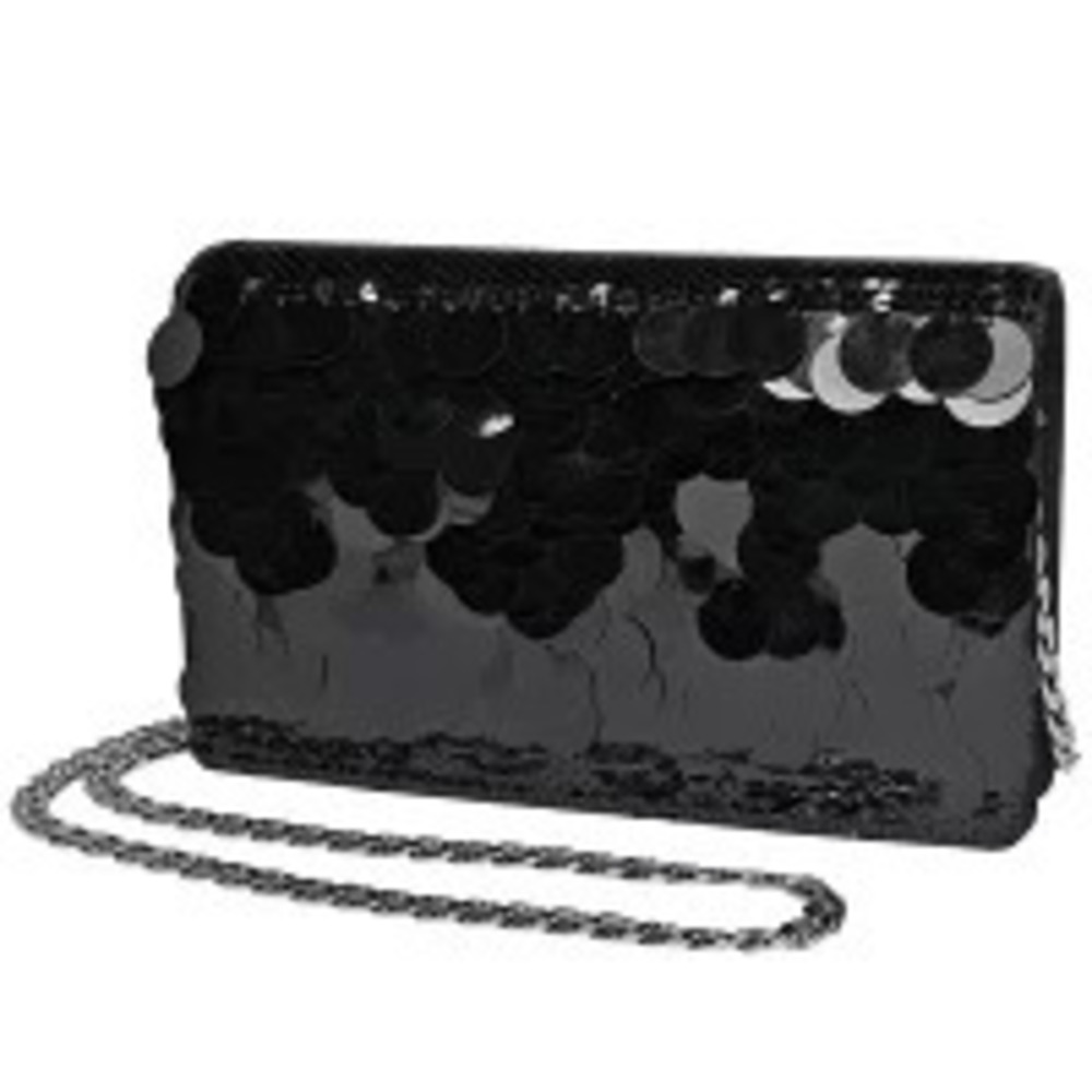 Prada chain shoulder bag sequined satin black nero